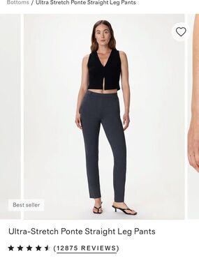 Quince S Tall Ultra-Stretch Ponte Straight Leg Pants — Charcoal